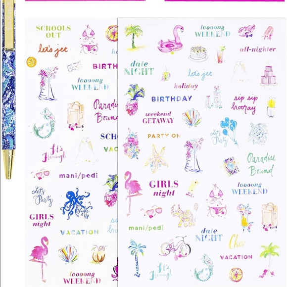 Lilly Pulitzer Blue Pencil Case with Bonus Pack (B6) - Picture 8 of 9